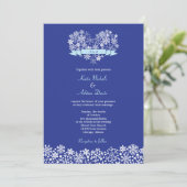 スノーフレークハートウィンターウェディング招待状 招待状 (スタンド正面)