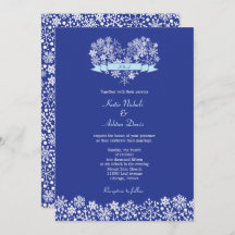 スノーフレークハートウィンターウェディング招待状