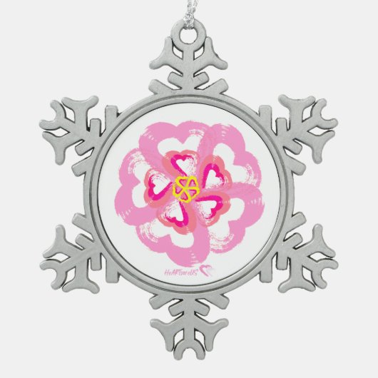 スノーフレークハートオーナメント スノーフレークピューターオーナメント (正面)