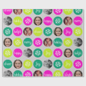 スノーフレークバウブルパターンクリスマスファミリーの写真 ラッピングペーパー (フラット)