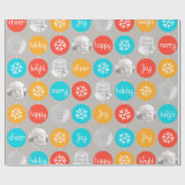 スノーフレークバウブルパターンクリスマスファミリーの写真 ラッピングペーパー (フラット)