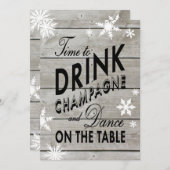 スノーフレークバチェロレッテシャンパンを飲む時間 招待状 (正面/裏面)
