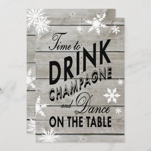 スノーフレークバチェロレッテシャンパンを飲む時間 招待状 (正面/裏面)