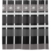 スノーフレークバッファロープレイドブラッククリスマスホリデー シャワーカーテン (正面)