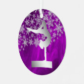 スノーフレークバランスビームギムナストオンパープル メタルオーナメント (正面左)