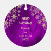 スノーフレークバランスビームギムナストオンパープル メタルオーナメント (裏面)