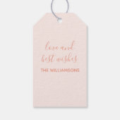 スノーフレークバラ金ゴールドとピンクメリークリスマス ギフトタグ (裏面)