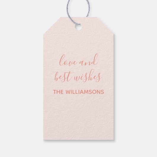 スノーフレークバラ金ゴールドとピンクメリークリスマス ギフトタグ (裏面)