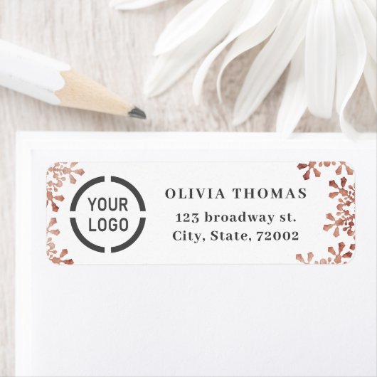 スノーフレークバラ金ゴールド会社のロゴ差出人住所 ラベル (インサイチュ)