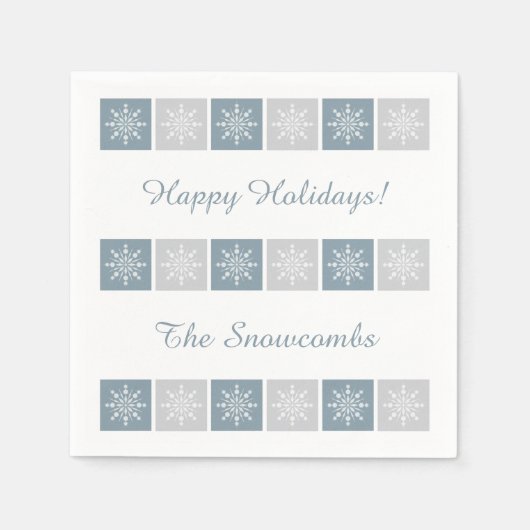 スノーフレークパターカスタムン文字紙ナプキン スタンダードカクテルナプキン (正面)