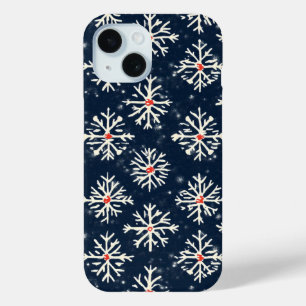 スノーフレークパターンウィンタースタイル iPhone 15ケース