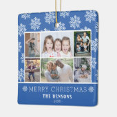 スノーフレークパターンファミリー6フォトコラージクリスマス セラミックオーナメント (左)