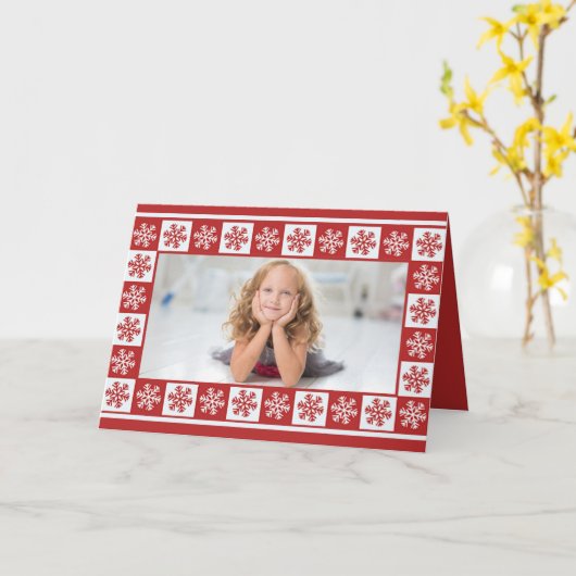 スノーフレークパターンフォトクリスマスカード カード (黄色い花)