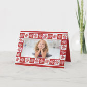 スノーフレークパターンフォトクリスマスカード カード (正面)