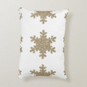 スノーフレークパターン金ゴールドグリッターホワイトクリスマス アクセントクッション (裏面(縦))