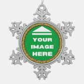 スノーフレークパーソナライズされたオーナメント – イメージの追加/文字 スノーフレークピューターオーナメント (正面)