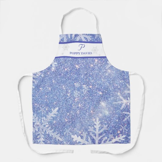 スノーフレークパーソナライズされたクリスマスエプロン エプロン (正面)
