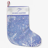 スノーフレークパーソナライズされたクリスマスストッキング スモールクリスマスストッキング (正面)