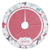 スノーフレークパーソナライズされたクリスマスツリースカート フリース ツリースカート (正面)