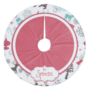 スノーフレークパーソナライズされたクリスマスツリースカート フリース ツリースカート