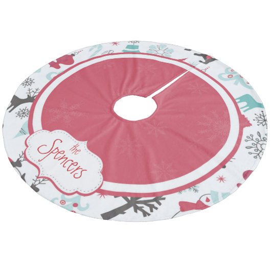 スノーフレークパーソナライズされたクリスマスツリースカート フリース ツリースカート (アングル)