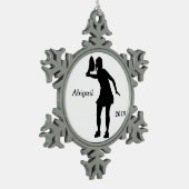 スノーフレークパーソナライズされたテニスクリスマスオーナメント スノーフレークピューターオーナメント (左)