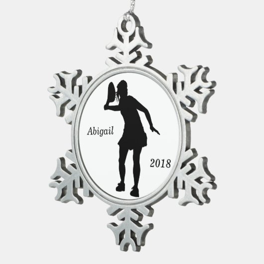 スノーフレークパーソナライズされたテニスクリスマスオーナメント スノーフレークピューターオーナメント (右)