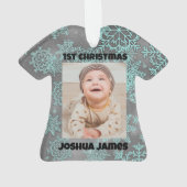 スノーフレークパーソナライズされた写真1stクリスマス オーナメント (裏面)