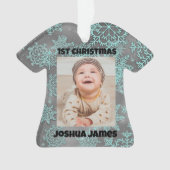 スノーフレークパーソナライズされた写真1stクリスマス オーナメント (正面)