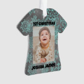 スノーフレークパーソナライズされた写真1stクリスマス オーナメント (正面)