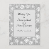スノーフレークパーソナライズされた書道ホリデー葉書 シーズンポストカード (正面)