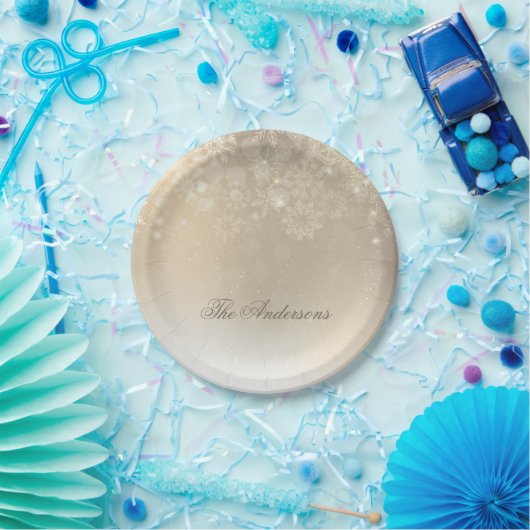 スノーフレークパーソナライズされた金ゴールドホリダ |紙プレート ペーパープレート (パーティー)