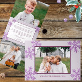 スノーフレークパープルグエレガントラム5フォトコラージュ 三つ折りクリスマスカード