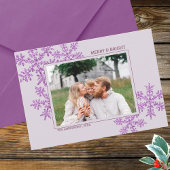 スノーフレークパープルグラムエレガントクリスマスフォト シーズンカード