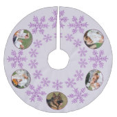 スノーフレークパープルグラムカラフル5フォトクリスマス ブラッシュドポリエステルツリースカート (正面)