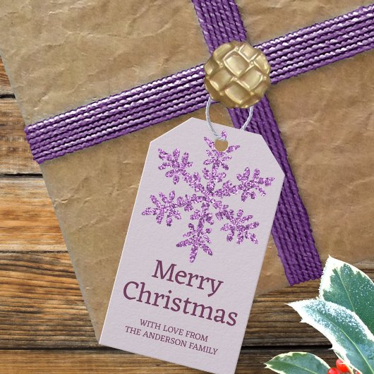 スノーフレークパープルグラムビューティフルカラフルクリスマス ギフトタグ