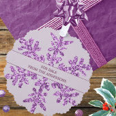 スノーフレークパープルグラムミニマエレガントリストギフトラベル オーナメントカード