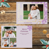 スノーフレークパープルグラム4写真年シック金ゴールド 箔シーズンカード