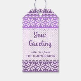 スノーフレークパープルノルディックニットセーターあなたの挨拶 ギフトタグ