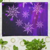 スノーフレークパープルピンク冬かわいいカラフル キッチンタオル (折り畳み)