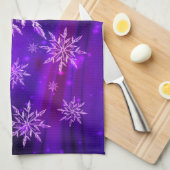 スノーフレークパープルピンク冬かわいいカラフル キッチンタオル (四つ折り)