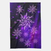 スノーフレークパープルピンク冬かわいいカラフル キッチンタオル (縦)