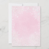 スノーフレークピンクウィンターワンダーランドベビーブシャワー 招待状 (裏面)