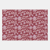 スノーフレークピンクオパールクリスマス2写真タイポグラフィ ラッピングペーパーシート (正面2)