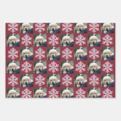 スノーフレークピンクオパールクリスマス2写真タイポグラフィ ラッピングペーパーシート (正面)