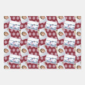 スノーフレークピンクオパールピンプリペス3写真クリスマス ラッピングペーパーシート (正面)