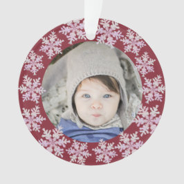 スノーフレークピンクオパール2面フォト祖父母 オーナメント