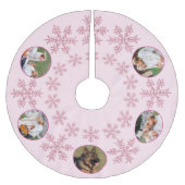 スノーフレークピンクグラムカラフル5写真クリスマス ブラッシュドポリエステルツリースカート (正面)