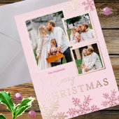 スノーフレークピンクグラム3フォトコラージュバラ金ゴールド 箔シーズンカード