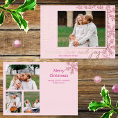 スノーフレークピンクグラム4フォトイヤーシックバラ金ゴールド 箔シーズンカード